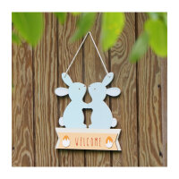 Wooden shield with bunny figures to hang up, DIY wooden...
