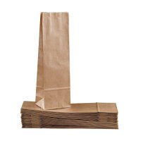 Block bottom bag 80 x 250 mm, brown, ribbed kraft paper