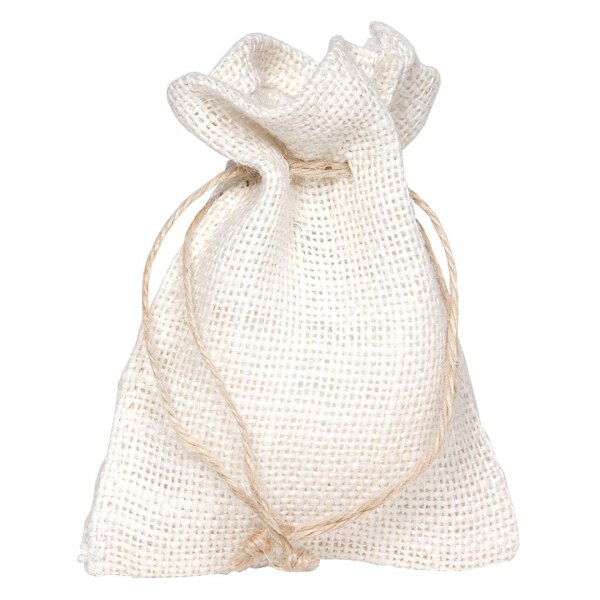 White gift bag with drawstring, 17 x 24 cm, fabric bag, jute bag
