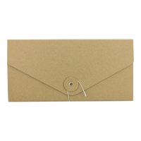 Folder, DL, string and button, kraft cardboard 283 g/m²