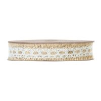 Decoration ribbon with lace, natural and white,...
