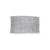 Deco ribbon linen look Light grey, 5 cm, 8 m, single-coloured