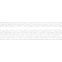 Set of 2 lace, white, 2 cm and 3.5 cm, 2 x 1.5 m, cotton